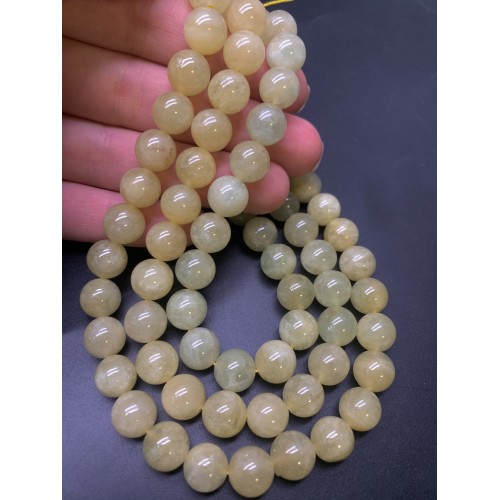 Каменные бусины, Берилл желтый, Гелиодор, шарик гладкий, 10 мм, нить 19 см