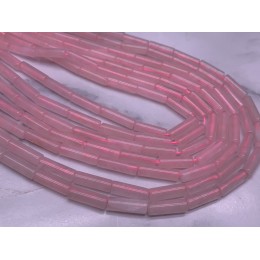 Каменные бусины, Розовый Кварц, трубочки, 13х4 мм, длина нити 38 см