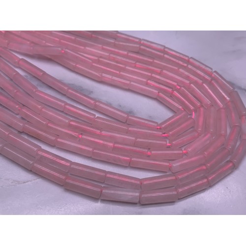 Каменные бусины, Розовый Кварц, трубочки, 13х4 мм, длина нити 38 см