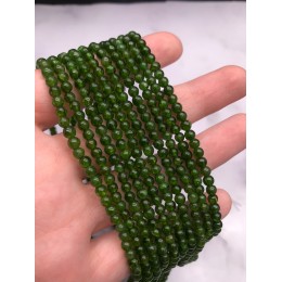 Каменные бусины, Хромдиопсид, люкс, шарик гладкий, 4 мм, длина нити 38 см