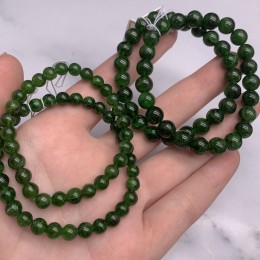 Каменные бусины, Хромдиопсид, люкс, шарик гладкий, 8 мм, браслет, 23 бусины, длина нити 19 см