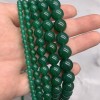 Каменные бусины, Халцедон, изумрудный, тонированный, шарик гладкий, 14 мм, длина нити 38 см
