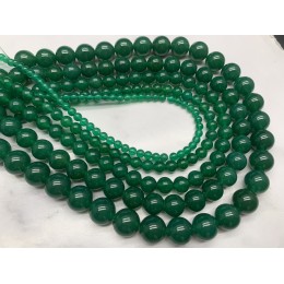 Каменные бусины, Халцедон, изумрудный, тонированный, шарик гладкий, 6 мм, длина нити 37-38 см
