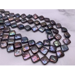 Каменные бусины, Жемчуг, черный, барочный ромб, 12 мм, длина нити 40 см