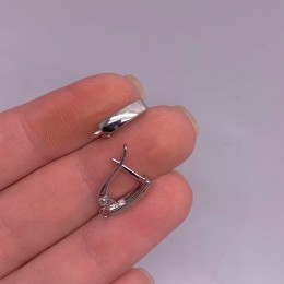 Швензы, родий/латунь, цвет серебро, размер 15х11 мм