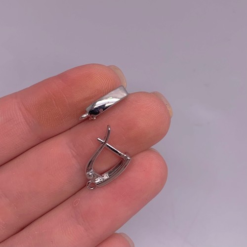 Швензы, родий/латунь, цвет серебро, размер 15х11 мм