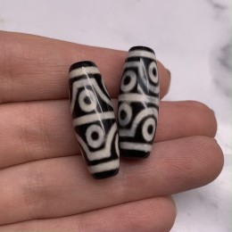 Бусина Дзи "539" из агата, 8 глаз, размер 30х10, цена за 1 шт