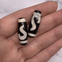 Бусина Дзи "21" из агата, Руи, Золотой ключ, размер 30х10 мм, цена за 1 шт