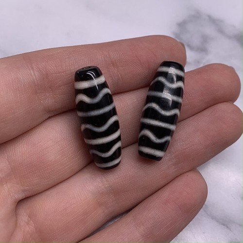 Бусина Дзи "548" из агата, Волны, размер 30х10 мм, цена за 1 шт