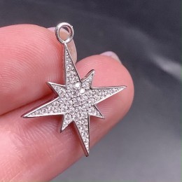 Подвеска, "Звезда" со стразами,  модель SS 925 , размер 25х20 мм, цена за 1 шт.