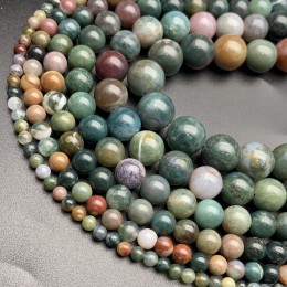 Каменные бусины, Яшма, зелёная, индийская, шарик гладкий, 8 мм, длина нити 38 см