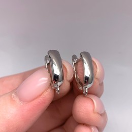 Швензы, родий/латунь, цвет серебро, размер 18х11 мм