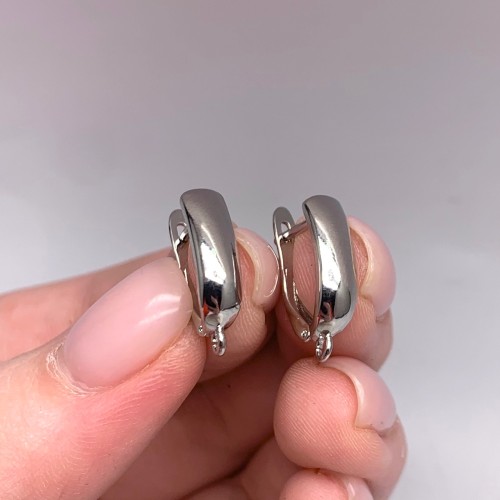 Швензы, родий/латунь, цвет серебро, размер 18х11 мм