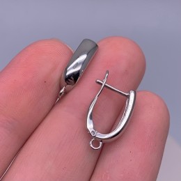 Швензы, родий/латунь, цвет серебро, размер 18х11 мм