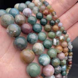 Каменные бусины, Яшма, зелёная, индийская, шарик гладкий, 4 мм, длина нити 38 см