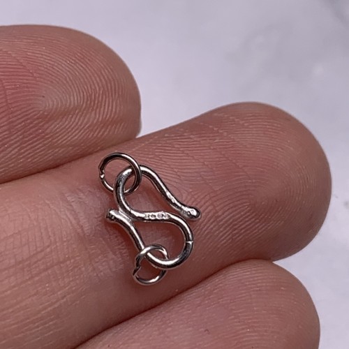 Замок - крючок, родированное серебро 925 пробы, 10х6 мм, цена за 1 шт.