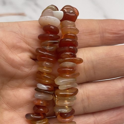 Каменные бусины, Сердолик, фриформы, размер 9х2 мм, нить 38 см