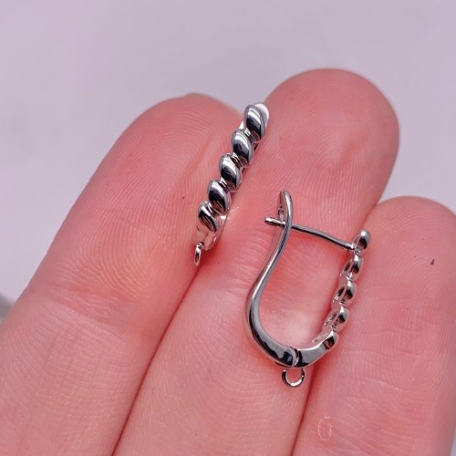 Швензы, родий/латунь, цвет серебро, размер 18х11 мм 17842