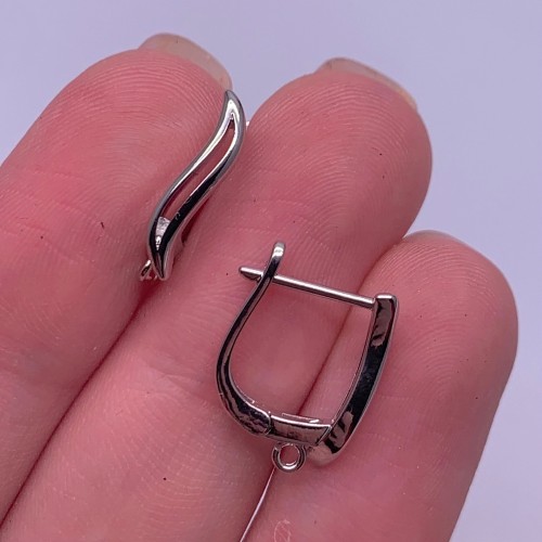 Швензы, родий/латунь, цвет серебро, размер 16х12 мм 17848