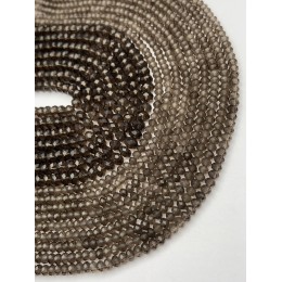 Каменные бусины, Раухтопаз, Дымчатый Кварц, рондель, огранка, 2х3 мм, нить 40 см