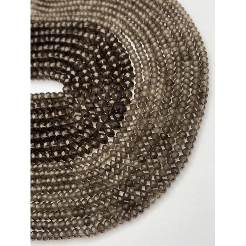 Каменные бусины, Раухтопаз, Дымчатый Кварц, рондель, огранка, 2,5х4,5 мм, нить 38 см