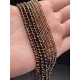 Каменные бусины, Раухтопаз, Дымчатый Кварц, рондель, огранка, 2,5х4,5 мм, нить 38 см