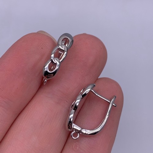 Швензы, родий/латунь, цвет серебро, размер 18х12 мм