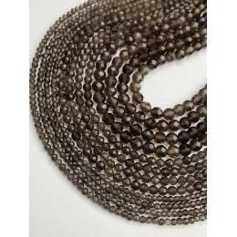 Каменные бусины, Раухтопаз, Дымчатый Кварц, шарик огранка, 4 мм, длина нити 38 см