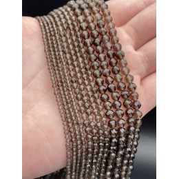 Каменные бусины, Раухтопаз, Дымчатый Кварц, шарик огранка, 2 мм, длина нити 38 см
