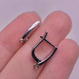 Швензы, родий/латунь, цвет серебро, размер 17х12 мм