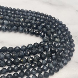 Каменные бусины, Соколиный глаз, синий, люкс, ювелирная огранка, шарик 8 мм, длина нити 38 см