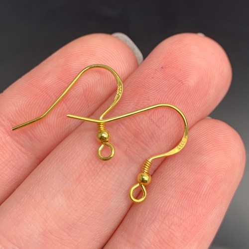 Швензы, Крючок, родированное серебро 925 пробы, с позолотой, 20 мм, цена за пару