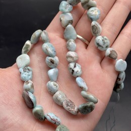 Каменные бусины, Ларимар, фриформы, 11х9 мм, длина нити 38 см