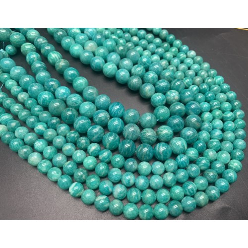 Каменные бусины, Амазонит люкс, шарик гладкий, 10 мм, длина нити 38 см