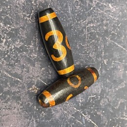 Бусина Дзи "391", Агат, ОМ, Сладкие речи, состаренная, 30х10 мм, цена за 1 шт