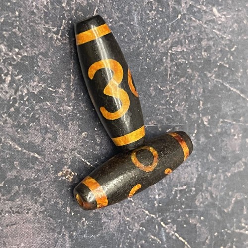 Бусина Дзи "391", Агат, ОМ, Сладкие речи, состаренная, 30х10 мм, цена за 1 шт