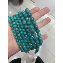 Каменные бусины, Амазонит люкс, шарик гладкий, 10 мм, длина нити 38 см