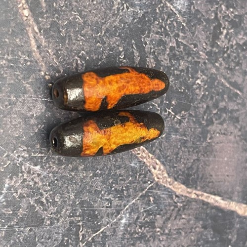 Бусина Дзи "389", Агат, Гуань-Инь, состаренная, 30х10 мм, цена за 1 шт