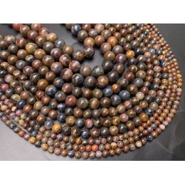 Каменные бусины, Петерсит, шарик гладкий, 10,5-10,7 мм, нить 40 см