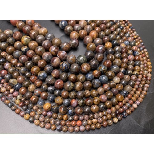 Каменные бусины, Петерсит, шарик гладкий, 10,5-10,7 мм, нить 40 см