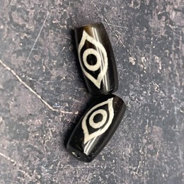 Бусина Дзи "164" из агата, 2 глаза Феникса, размер 18х10 мм, цена за 1 шт