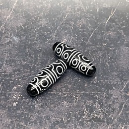 Бусина Дзи "543" из агата, 12 глаз, размер 30х10 мм, цена за 1 шт