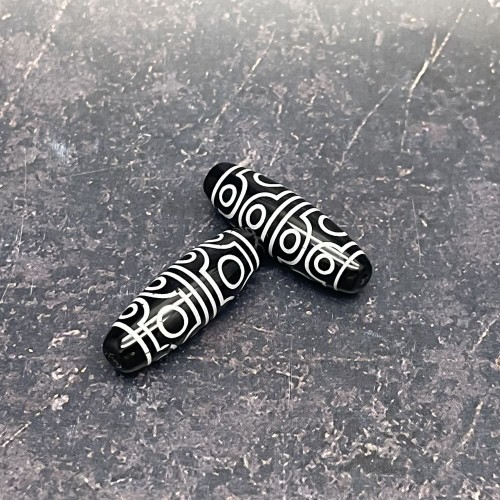 Бусина Дзи "543" из агата, 12 глаз, размер 30х10 мм, цена за 1 шт