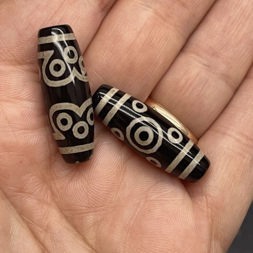 Бусина Дзи "545" из агата, 11 глаз, размер 30х10 мм, цена за 1 шт