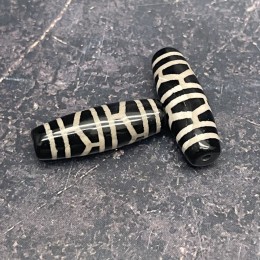 Бусина Дзи "544" из агата, Двойной черепаший панцирь, размер 30х10 мм, цена за 1 шт