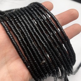 Каменные бусины, Агат, черный,  шайба, 4х2 мм, длина нити 38 см