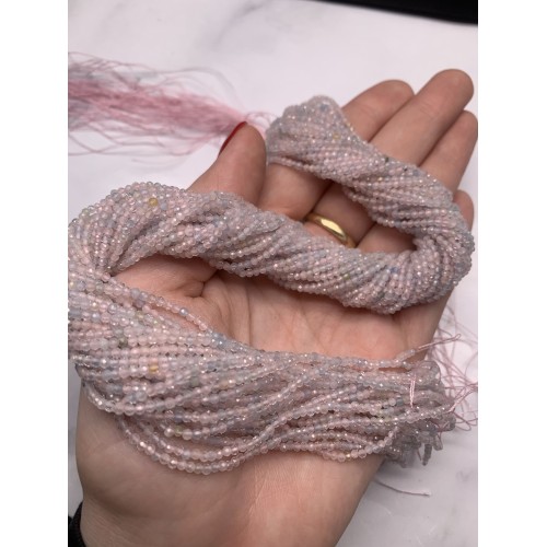 Каменные бусины, Берилловый Микс, шарик огранка, 2 мм, длина нити 38 см