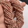 Каменные бусины, Родохрозит, шарик огранка, 3,5 мм, длина нити 38 см