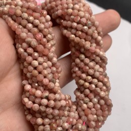 Каменные бусины, Родохрозит, шарик огранка, 3,5 мм, длина нити 38 см