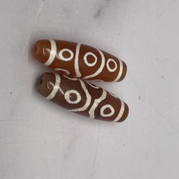 Бусина Дзи "102", из сердолика, 10 глаз, размер 30х10 мм, цена за 1 шт